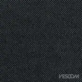 Anthracite fabric sample displays a dense, repeating floral pattern in light gray, with a tightly woven, granular texture and “VESCOM” branding.
